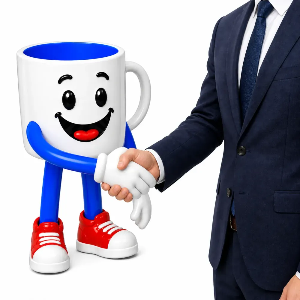 Tazín dando la mano a un empresario